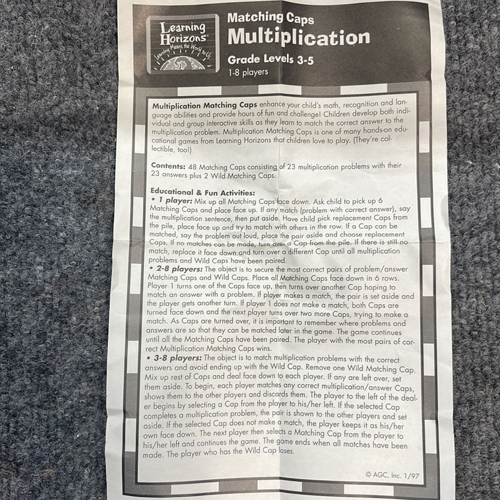Learning Horizons Multiplication Matching Caps - Picture 2 of 2